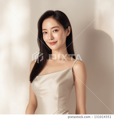 自然光下肌膚美麗、清澈的亞洲女性（美容時尚廣告） 131014351