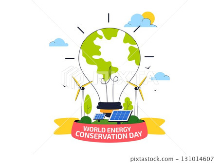 Energy Conservation Day Illustration featuring the Importance of Saving the Planet with Green and Eco Friendly for Maintaining the Global Ecosystem 131014607