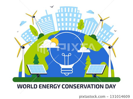 Energy Conservation Day Illustration featuring the Importance of Saving the Planet with Green and Eco Friendly for Maintaining the Global Ecosystem 131014609