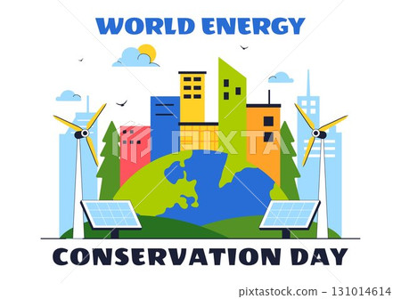 Energy Conservation Day Illustration featuring the Importance of Saving the Planet with Green and Eco Friendly for Maintaining the Global Ecosystem 131014614