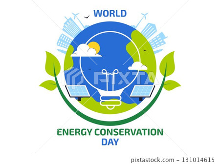 Energy Conservation Day Illustration featuring the Importance of Saving the Planet with Green and Eco Friendly for Maintaining the Global Ecosystem 131014615