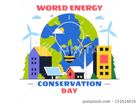 Energy Conservation Day Illustration featuring the Importance of Saving the Planet with Green and Eco Friendly for Maintaining the Global Ecosystem 131014616