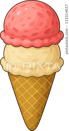 雙層草莓和香草冰淇淋的插圖 131014657