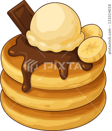 巧克力、冰淇淋和香蕉煎餅的插圖 巧克力、冰淇淋和香蕉煎餅的插圖 131014658