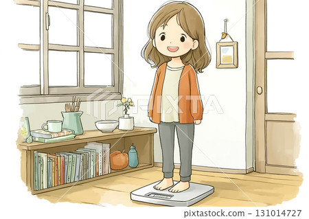 美優系列:美優在體重計上微笑減肥的場景 美優系列:美優在體重計上微笑減肥的場景 131014727