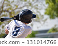 A batter immediately after hitting a ball to left field 131014766