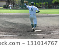 The first baseman makes a relaxed throw 131014767
