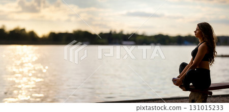 Serenity by the Water Enjoying a Moment of Deep Reflection and Lasting Peacefulness 131015233