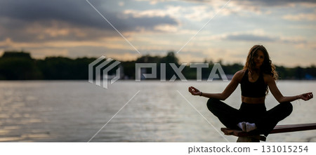 Experience Serene Meditation by the Water as the Sun Sets, Embracing Tranquility and Peace Experience Serene Meditation by the Water as the Sun Sets, Embracing Tranquility and Peace 131015254