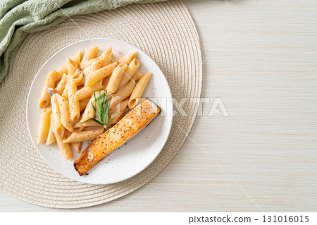 salmon with penne pasta cream sauce salmon with penne pasta cream sauce 131016015
