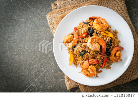 shrimps fried rice with herbs and spices shrimps fried rice with herbs and spices 131016017