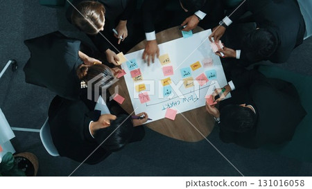 Top view of business people making kanban or scrum task board. Directorate. Top view of business people making kanban or scrum task board. Directorate. 131016058