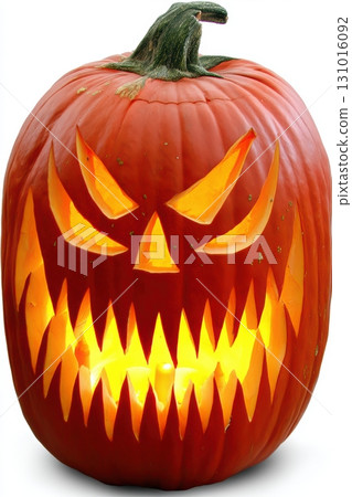 A spooky Halloween JackoLantern featuring a menacing and frightening face design 131016092