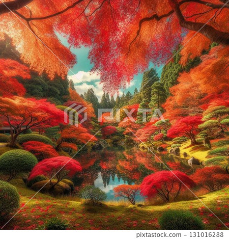 Autumn leaves shining against the blue sky 131016288