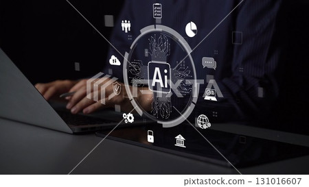 AI Brain Processing Data with Generative Artificial Intelligence Concept Muxer 131016607