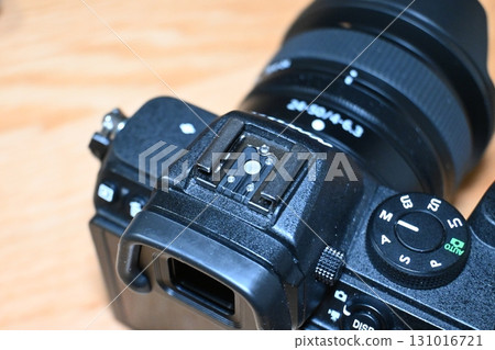Close-up of the hot shoe of a single-lens camera Close-up of the hot shoe of a single-lens camera 131016721