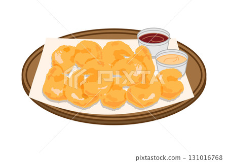 Illustration of popcorn shrimp on a plate 131016768