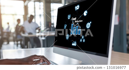 Cost reduction, cost saving concept shown on computer screen brisk 131016977
