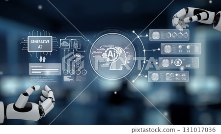 AI Brain Processing Data with Generative Artificial Intelligence Concept. Kernel 131017036