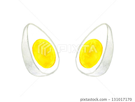 Hard-boiled eggs cut in half - hand-drawn watercolor illustration of egg dishes Hard-boiled eggs cut in half - hand-drawn watercolor illustration of egg dishes 131017170