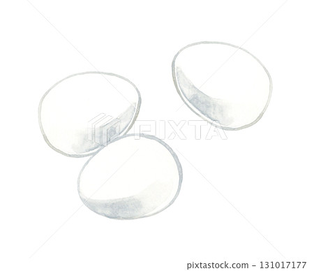 Set of white chicken eggs - Hand-drawn watercolor illustration of egg dishes 131017177