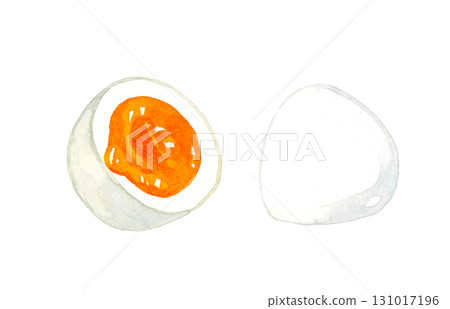 Half-boiled egg (soft-boiled) Hand-drawn watercolor illustration of egg dishes Half-boiled egg (soft-boiled) Hand-drawn watercolor illustration of egg dishes 131017196