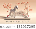 2026新年賀卡材質橫向3D馬109 131017295