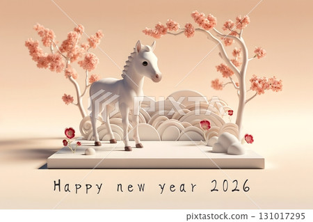 2026新年賀卡材質橫向3D馬109 131017295