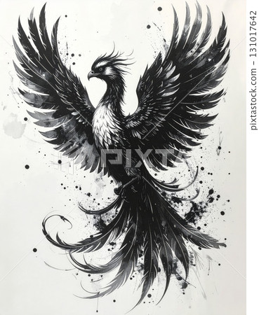 Black vector illustration of a flying eagle with spread wings Black vector illustration of a flying eagle with spread wings 131017642