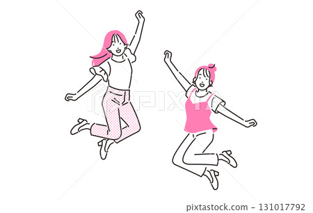 人, 年輕婦女, 跳躍 人, 年輕婦女, 跳躍 131017792