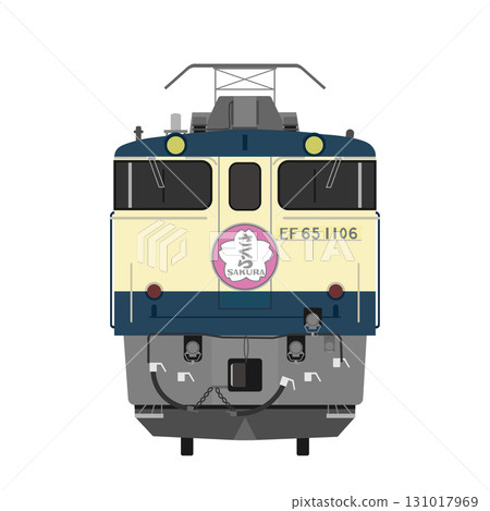 帶有“櫻花”頭標的EF65電力機車前部的插圖 131017969
