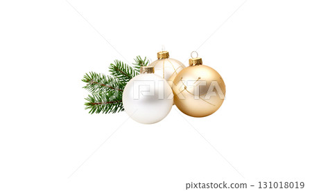 Colorful glass Christmas balls and Christmas tree decorations on white background 131018019