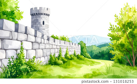 Garden wall isolated on white background 131018253