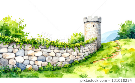 Garden wall isolated on white background 131018254