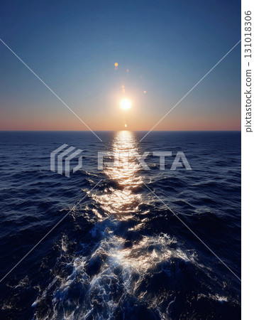 Beautiful sunset over the tranquil sea 131018306