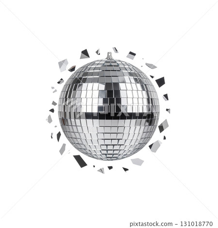 A glittering disco ball with rotating mirror tiles, lighting up the dance party with its sparkling and beautiful lights. 131018770