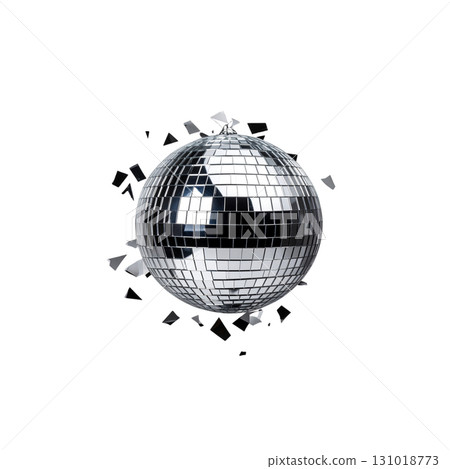 A glittering disco ball with rotating mirror tiles, lighting up the dance party with its sparkling and beautiful lights. 131018773