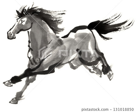 水墨畫：奔馬 131018850