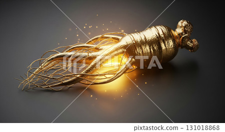Golden Ginseng Root with Glowing Light Golden Ginseng Root with Glowing Light 131018868