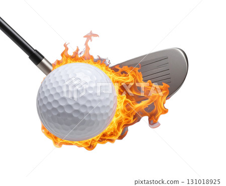 3D rendering of a white golf ball isolated on white background. 131018925