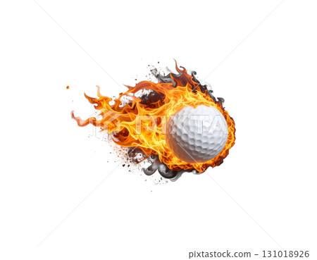 3D rendering of a white golf ball isolated on white background. 131018926