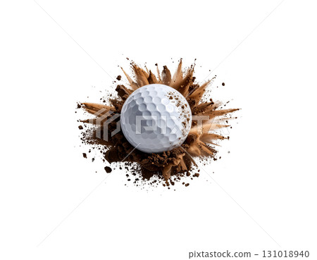 3D rendering of a white golf ball isolated on white background. 131018940