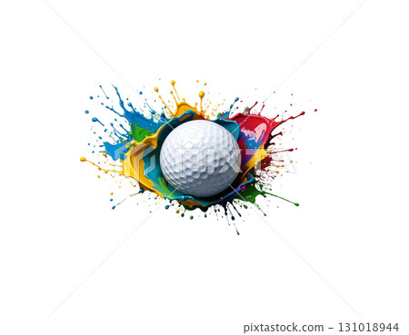 3D rendering of a white golf ball isolated on white background. 3D rendering of a white golf ball isolated on white background. 131018944