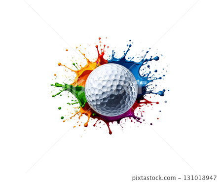 3D rendering of a white golf ball isolated on white background. 131018947