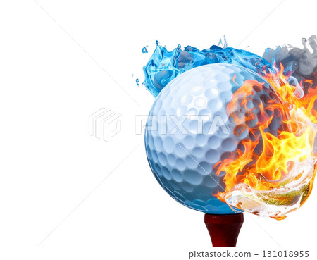 3D rendering of a white golf ball isolated on white background. 131018955