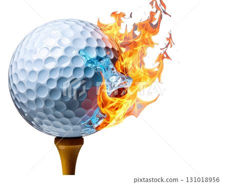 3D rendering of a white golf ball isolated on white background. 131018956