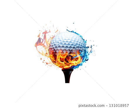 3D rendering of a white golf ball isolated on white background. 3D rendering of a white golf ball isolated on white background. 131018957