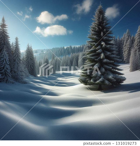 A spectacular winter view of silvery white forests and clear skies A spectacular winter view of silvery white forests and clear skies 131019273