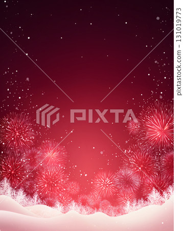 紅色背景白色煙火和雪景 紅色背景白色煙火和雪景 131019773