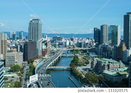 View of Midosuji, Yodoyabashi, and Nakanoshima from Dojimahama Tower in Osaka (photographed in September 2025) 131020575